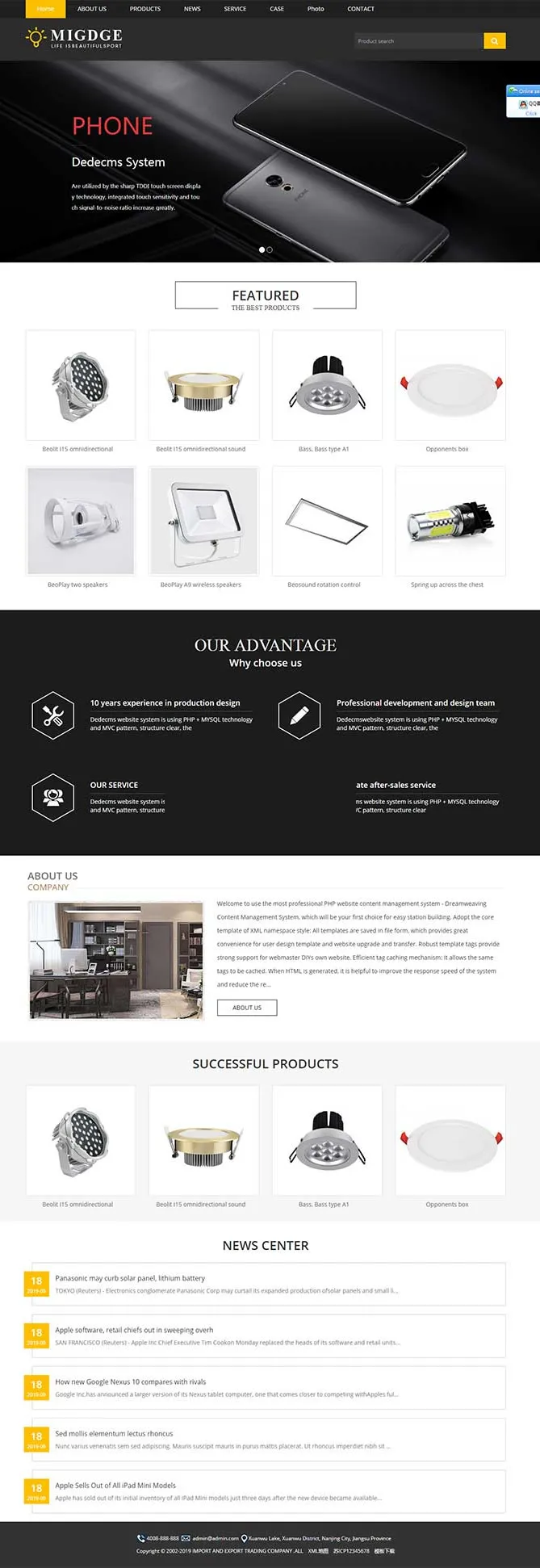 responsive lighting website template